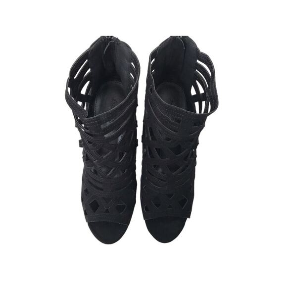 Charlotte Russe Size 10 Cameron Black Block Heel PeepToe Caged Gladiator Sandals - Picture 13 of 13